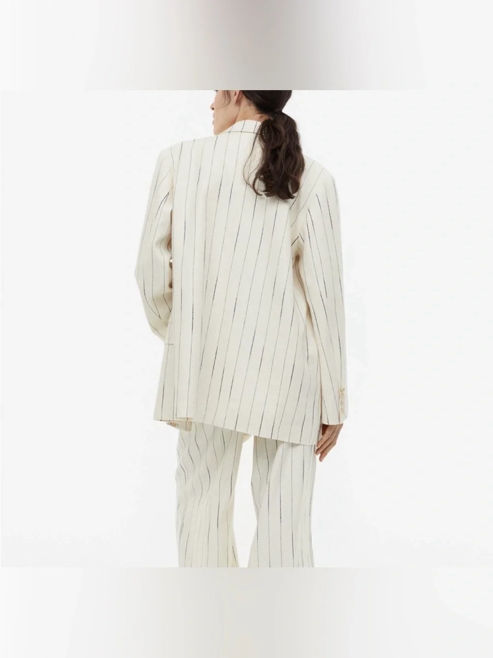 NWT H&M Studio Linen Blend Pinstripe Wide-Leg Trousers size 6